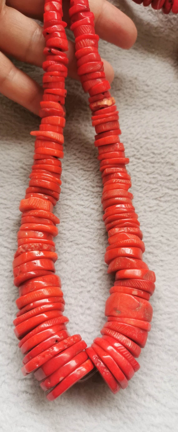 Large red clearance coral necklace