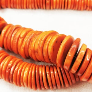 large 17inch Oranger Bronze Red Coral Heishi Round Beads 18-22mm Spacer Beads,Disc Heishi Rondelle Bamboo Corals jewelry bead necklace