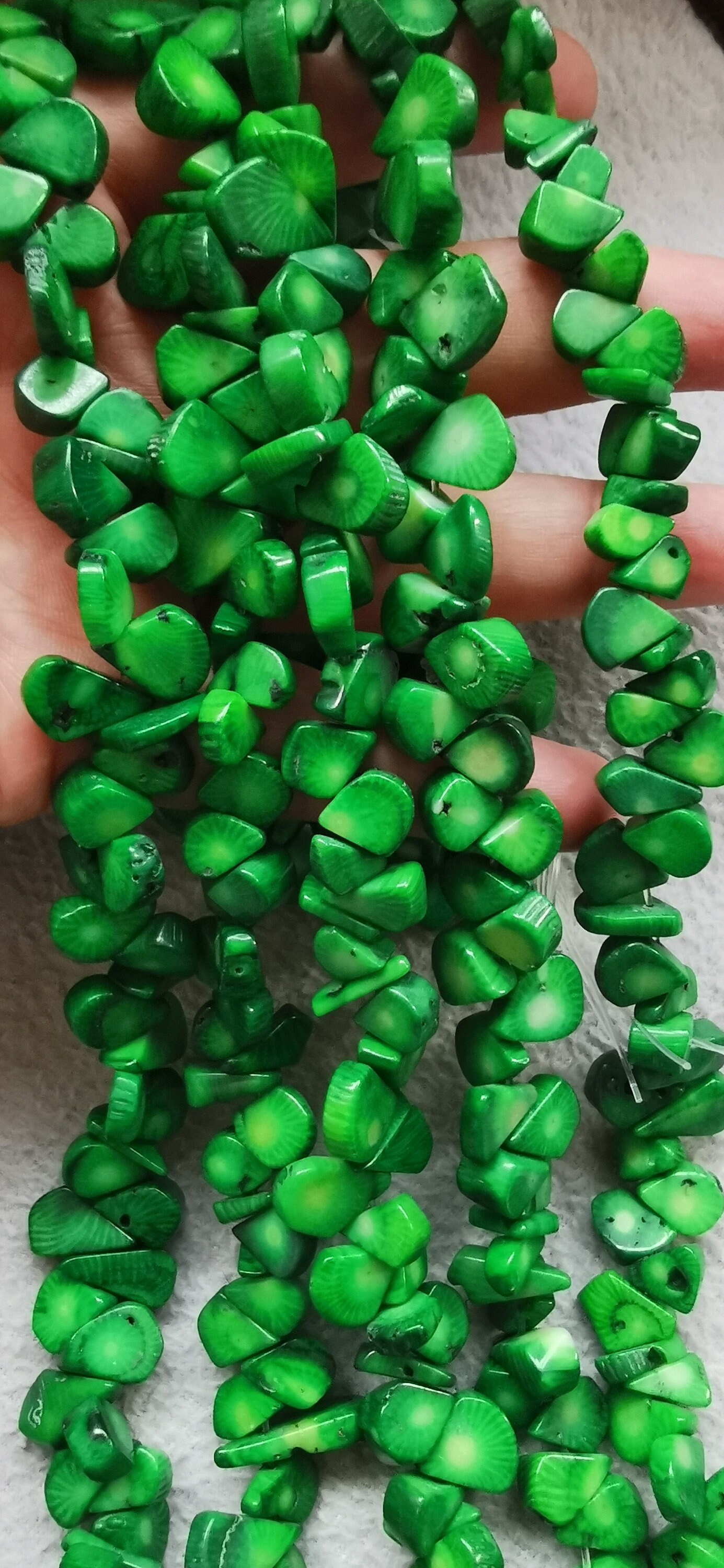 Green coral beads deals