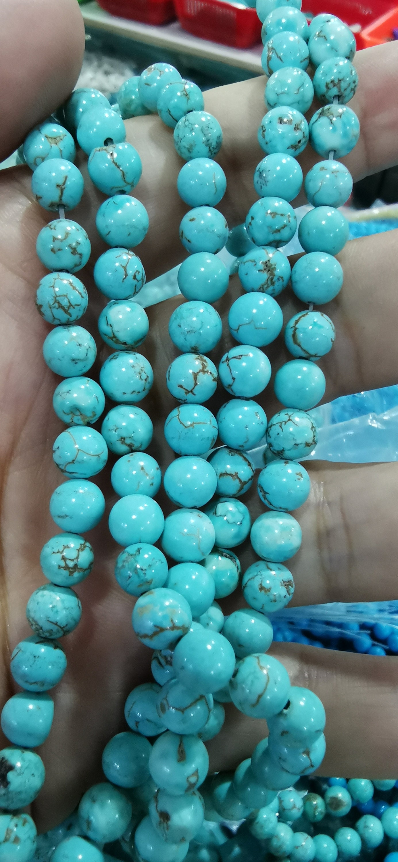 16inch Marble Matrix Turquoise Gemstone Round Ball 4mm 6mm 8mm Etsy UK
