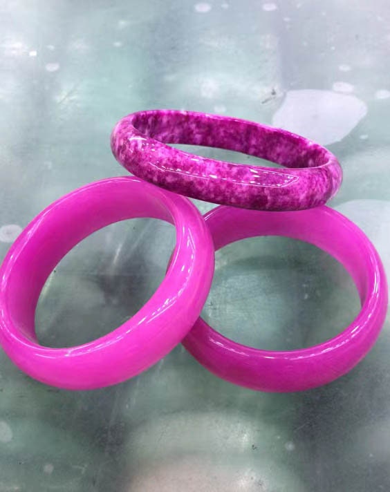 Large Hot Pink Cherry Fuchsia Plum Peach Blossom Jade Bangle