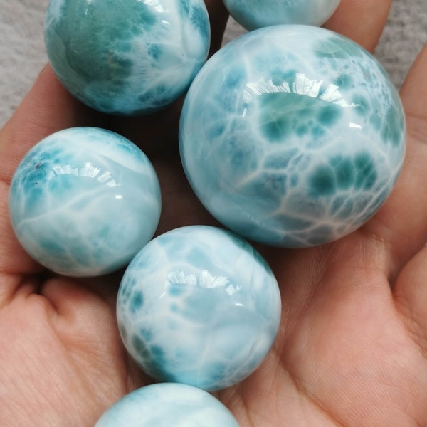 30m to 6mm Natural Larimar crystal jewelry round ball sphere  loose gemstone beads 1pcs