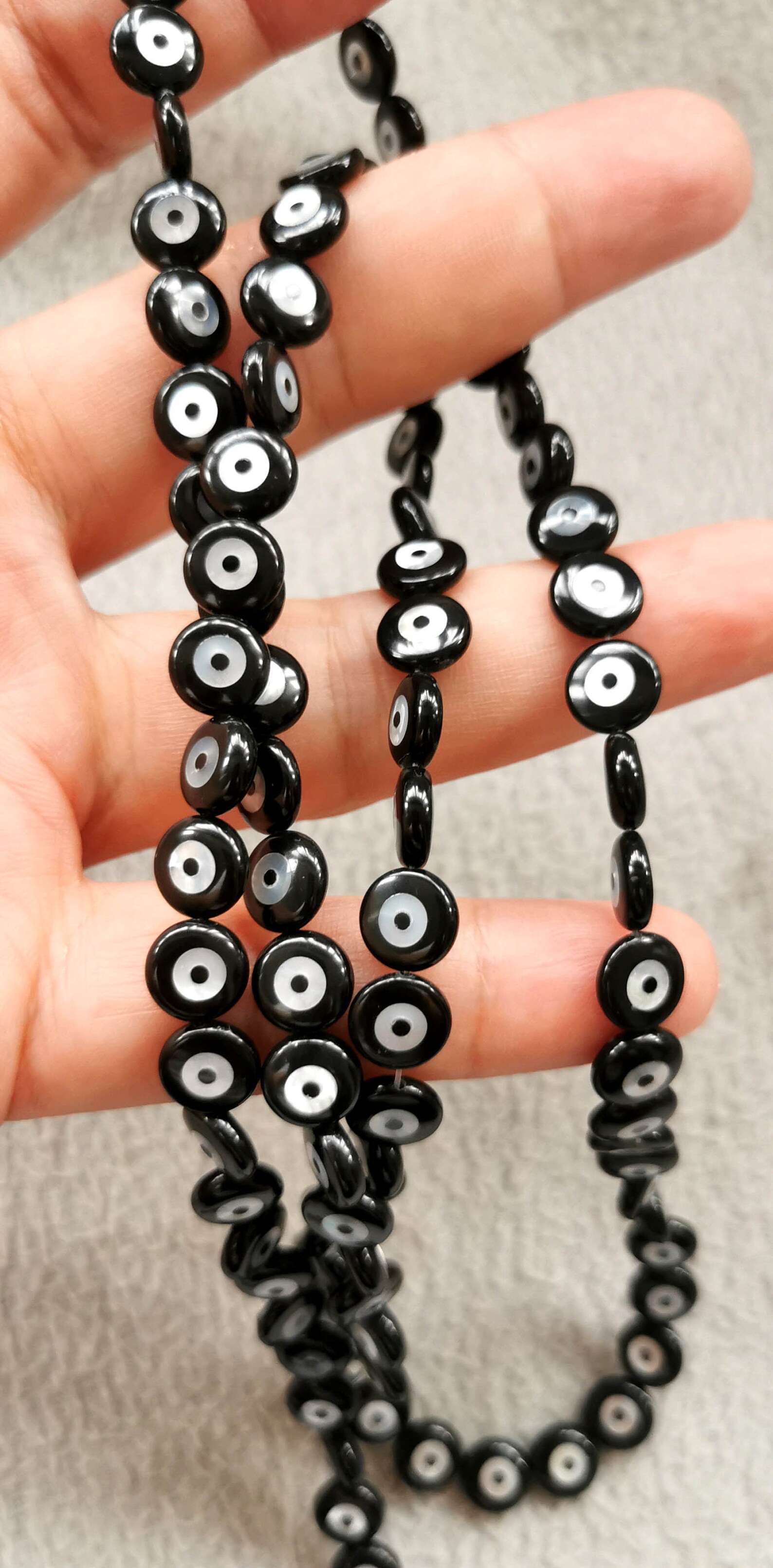 50pcs Black Jet Shell Round Eye Beads Evil Eye Beadsnatural Etsy UK
