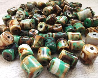 15.5 Inches Long 14x8mm Faceted Center Drilled Nephrite Cylinder Gemstone Bead Strand