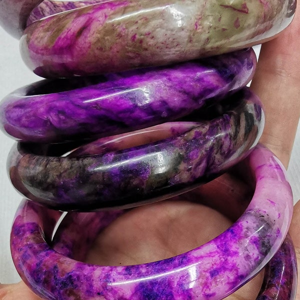 Rare Purple Sugilith Armreif Sugilite ~ naürlicher Edelstein ~GOA ~ Hippie ~Boho ~Ethno ~Indie ~Nature ~Heilstein ~Bangle ~Rarität Gift