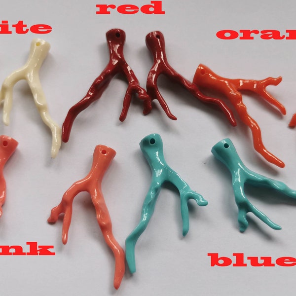 50MM(2") White Bone Blue Pink oranger  Red Coral synthetic  Rough, Branches  bamboo freeform Tree Raw Coral spikes freeform  pendant 2-10pcs