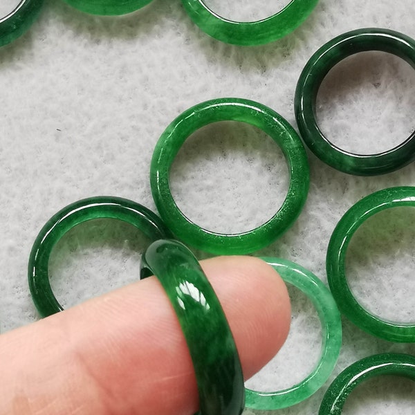 Bague en jade vert AAA, Prêt à porter, Bague, empilable, Taille 6 à 10 us, 5 mm d'épaisseur, utilisée pour divers bijoux de style 1 pcs Cadeau