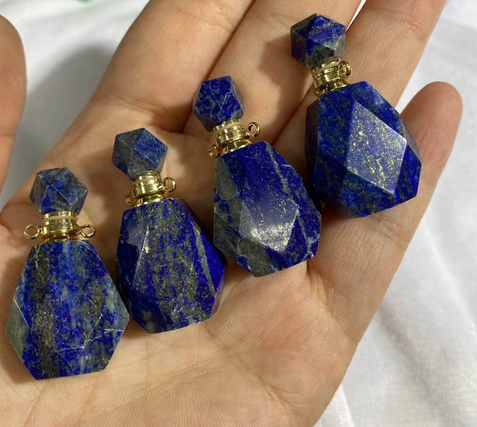 10 Gemstone Perfume Bottle Pendant Steel Stainless Healing Etsy