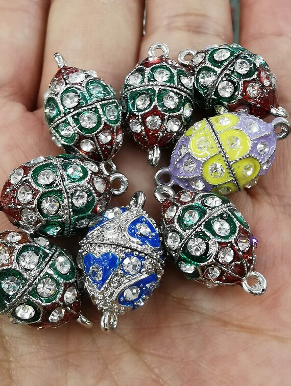 6pcs Rainbow Strong Magnetic Clasp CZ Micro Pave Magnetic Egg