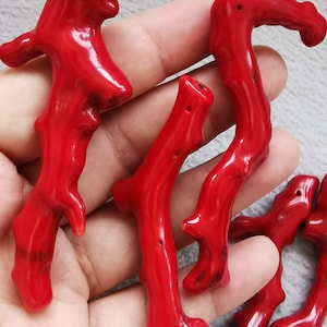 Large 40-100mm(4") Natural Red Coral Rough, Branches Tree Raw Coral, Genuine Coral Raw pendant 1pcs