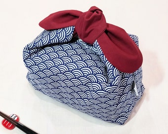 Japanese Bento\ Lunch bag, Japanese Wave, Eco-friendly, Reusable Bag, Optional Insulated Lining, Insulated Lunch Bag, Gift