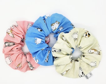 Japanese Sunglass Cat Pastel Hair Scrunchies, Kawaii fabric, Cat Scrunchies, Cat Hair Accessories, Japanese Fabric, Cat tie, Handmade in UK