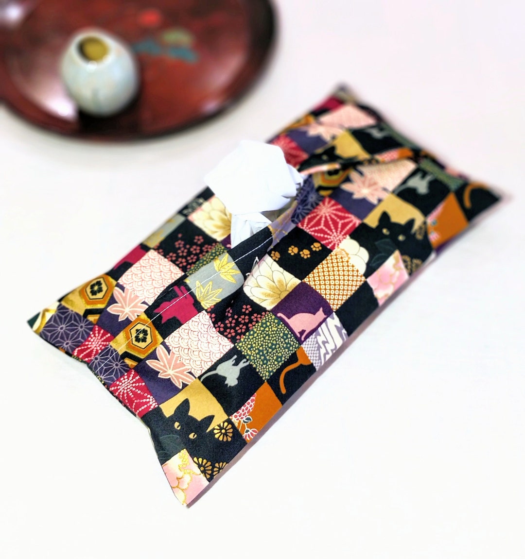 Japanese Linen Pouch - Living with Cats main image 1