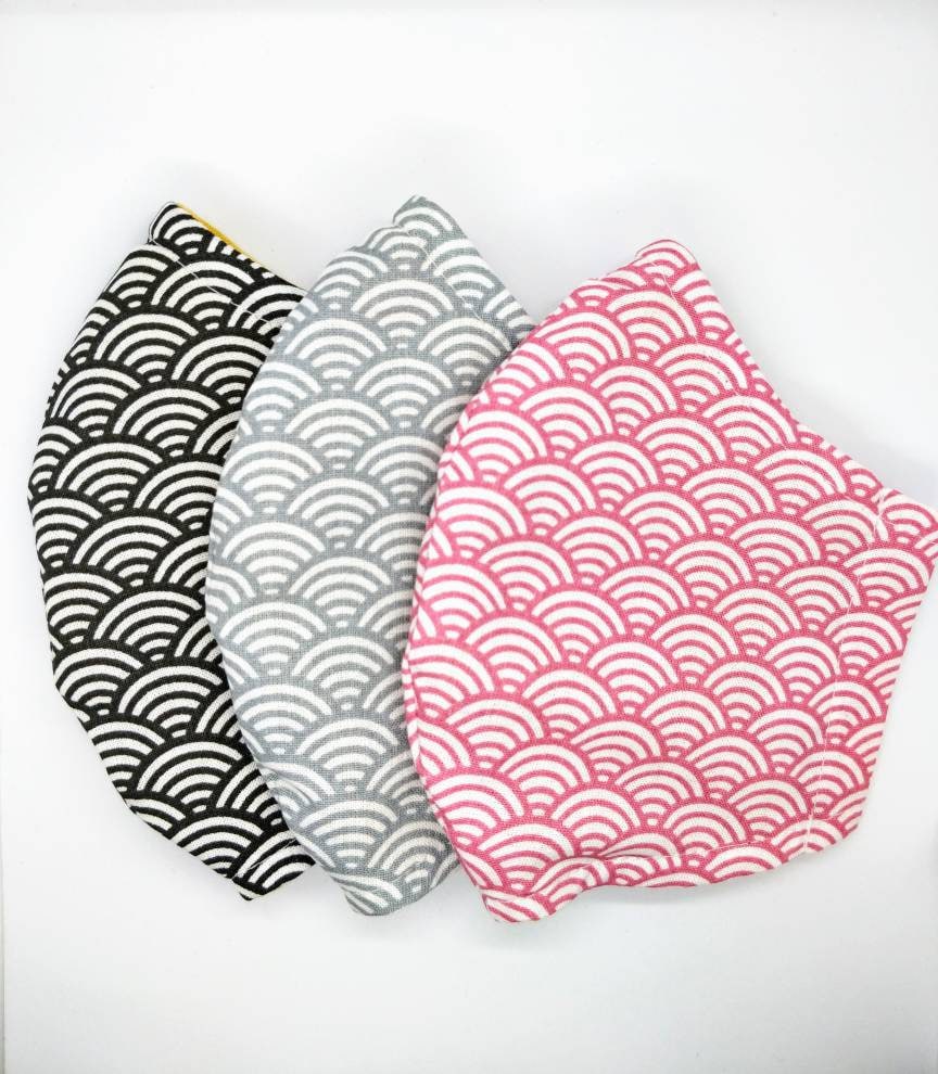 Japanese Wave fabric, 4 Layers, 100% Cotton, Nose Wire & Filter Pocke…