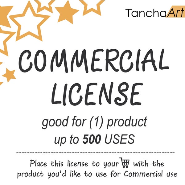 Commercial Use License (1-500) Extended license for commercial use Digital files