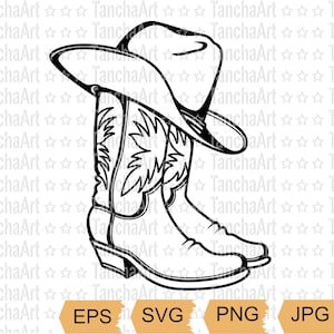 Print Art Vector Cowboy Boots SVG Cowboy Hat PNG Western Boots svg Printable file svg for Shirt Wild West Cowgirl boots Instant Download