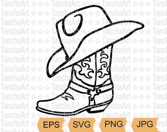 Cowboy boots svg, Cowboy hat Print Art vector for tshirt, Country Western boots svg Texas Printable file Cut file American Wild West Rodeo