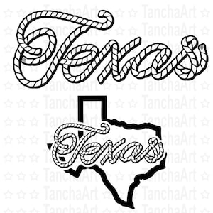 Texas SVG Bundle corde Texas State contour des cliparts pour Cricut Texas carte Silhouette coupe fichier contour imprimable Texas téléchargement immédiat SVG PNG