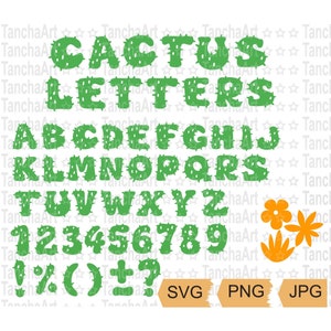 Kaktus Buchstaben SVG Schnittdatei Kaktus Alphabet druckbare Kaktus Buchstaben Schnittdatei für Cricut Kaktus Zahlen Sofortiger Download SVG PNG Digital