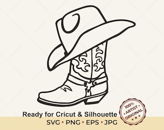 2 adesivi in vinile a tema occidentale / stivali da cappello da cowboy / cactus / Giddy Up Cowgirl / selvaggio West / cowgirl / adesivo per laptop / adesivo per bagagli - Italia