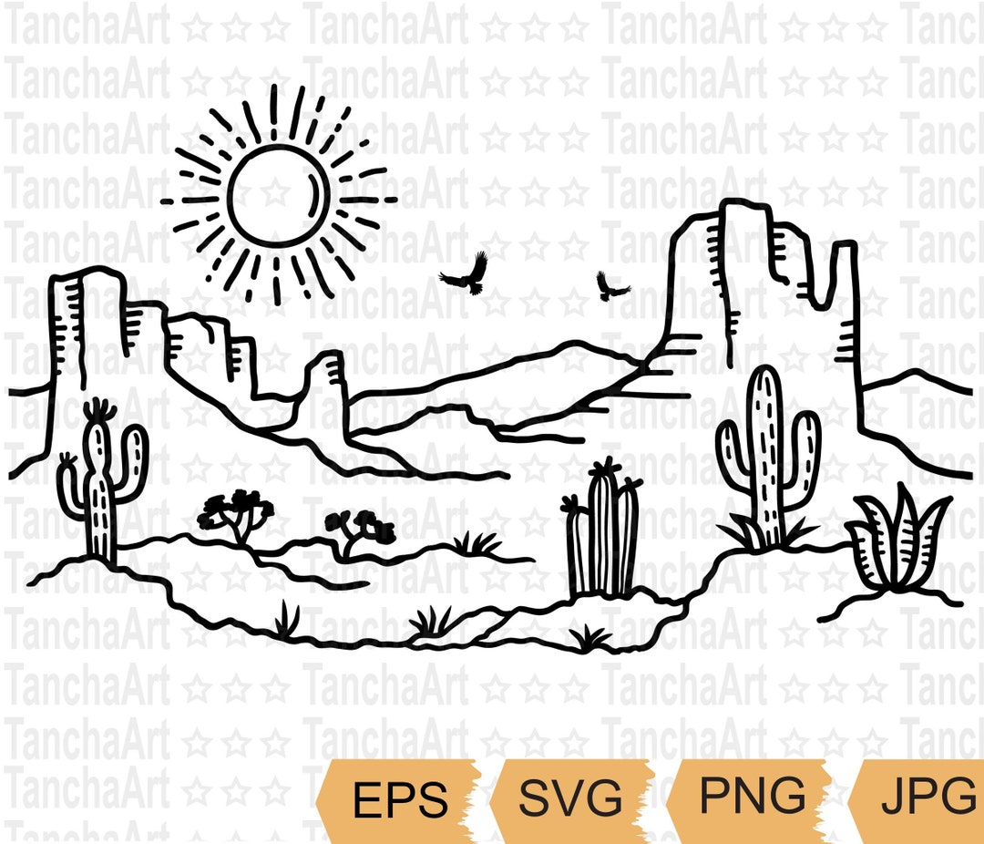Desert Cactus SVG Arizona Desert Printable Cut File for Cricut Svg Png ...
