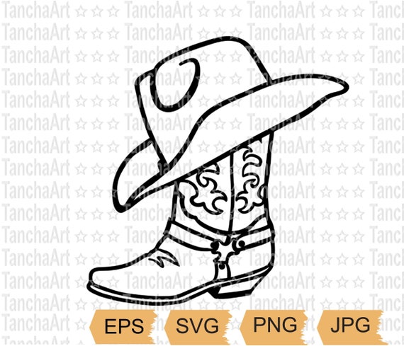 cowboy boots and hat coloring page