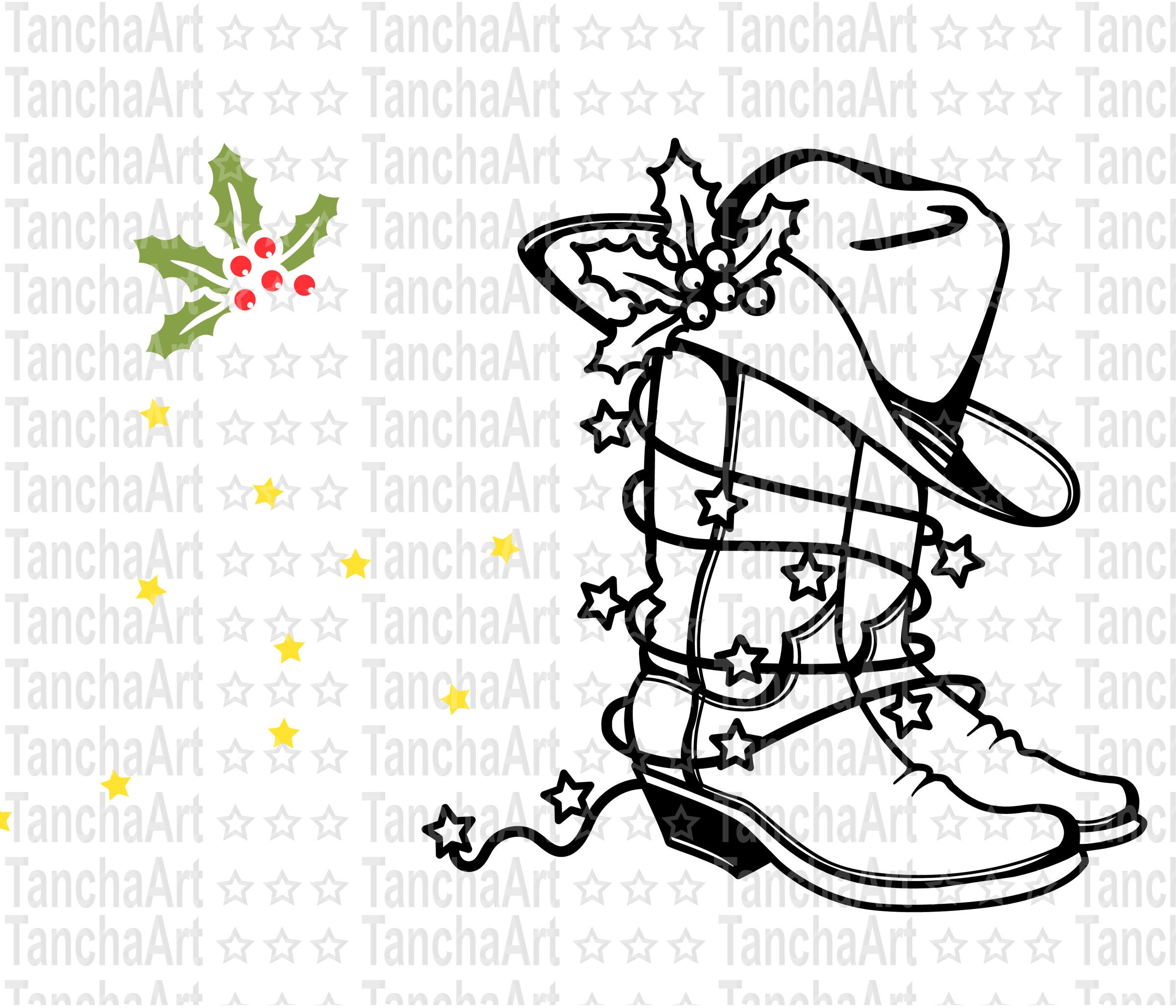 Cowboy Christmas Printable Svg Eps Cowboy Boots Svg Cowboy - Etsy
