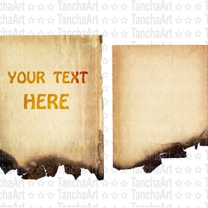 Papier brûlé PNG Papier brûlé pour scrapbooking PNG Texture de papier brûlé pour texte Téléchargement instantané Vieux papier arrière-plan Texture de papier vintage