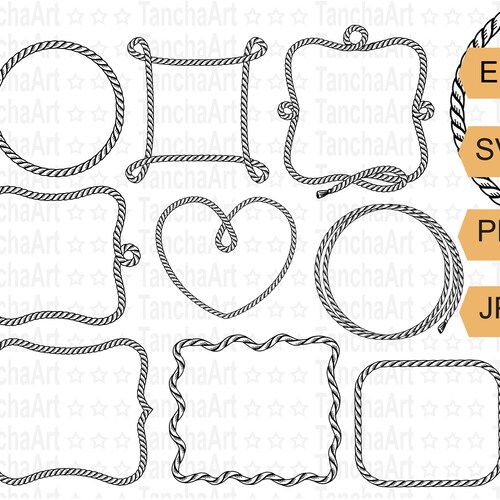 Drawing & Illustration Rope Frame Rodeo Rope Monogram Rope Circles ...