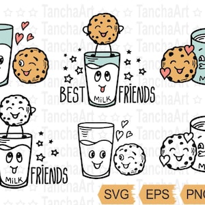 Chocolate Chip Cookie Clipart SVG Milch und Kekse SVG PNG für Cricut Vektor Cookies Bundle svg Clipart Milchkekse in Liebe svg Silhouette