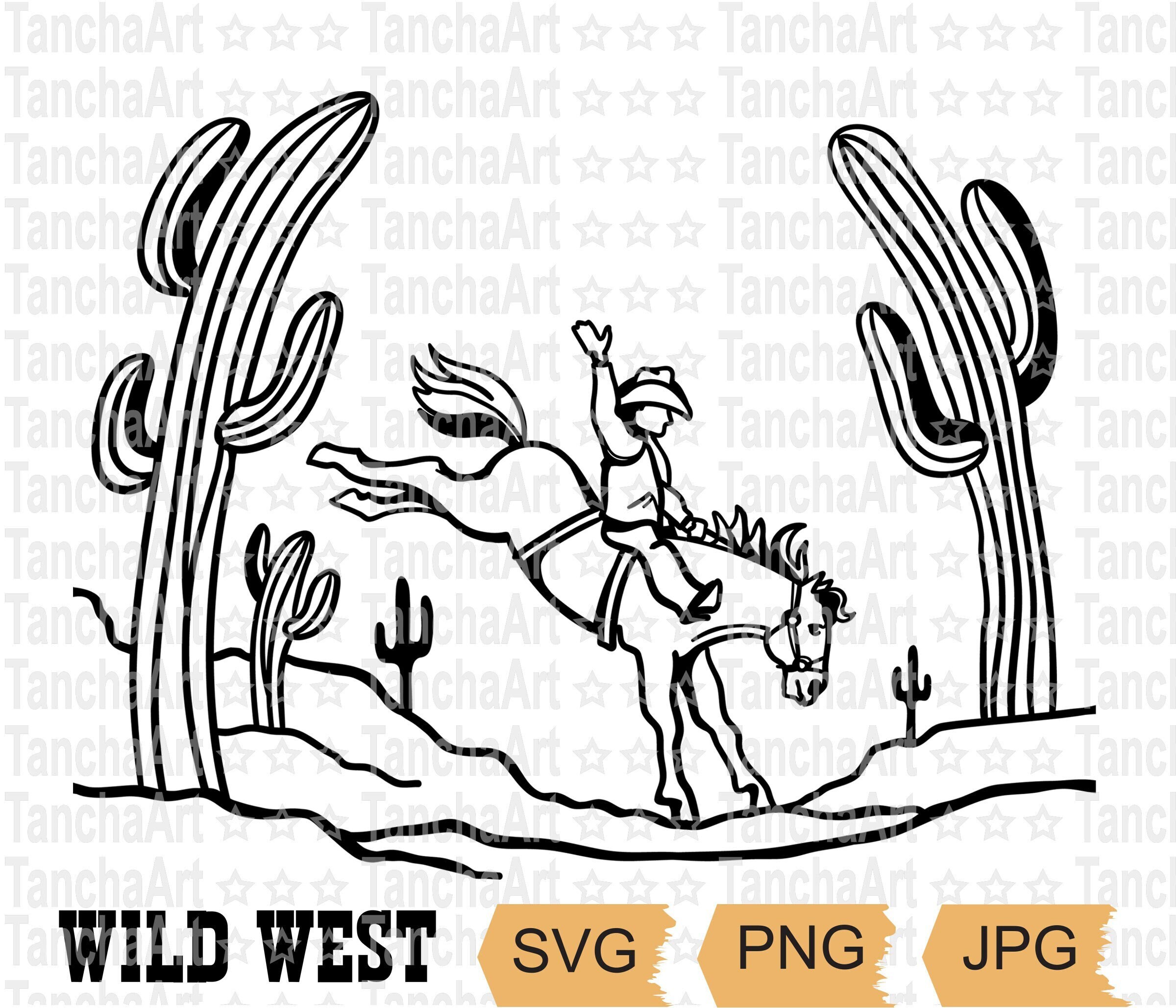 Cowboy Pferd SVG Cowboy Wildpferd Drucke Wild west Druck Kunst | Etsy