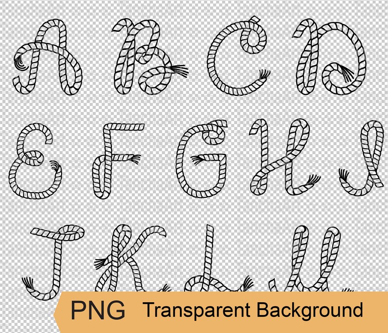 Rope Alphabet Letters SVG Cowboy alphabet Cutting files Etsy