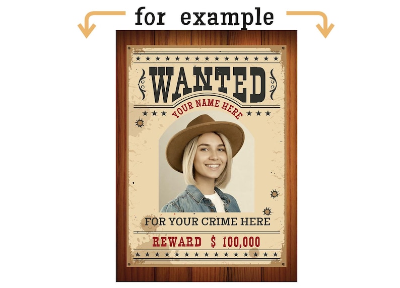 Personalized Wanted Poster JPG PNG A4 Format 8,5x11 Inch / Printable ...