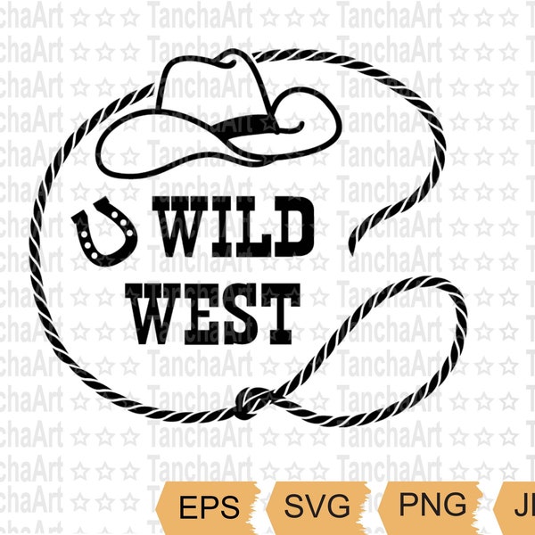 Wild West SVG Cut File Cowboy Hat Rodeo SVG, PNG My First Rodeo Digital Art Cowboy Silhouette svg Wild West Cowboy Lasso Printable file