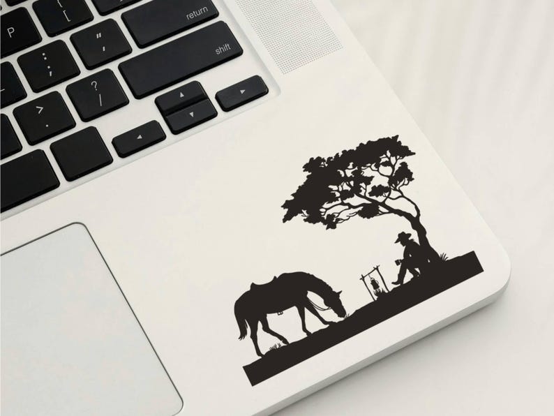Cowboy Campfire Scene SVG & PNG | Hand Drawn Western Silhouette | Wild West Horse Landscape | Laser Engraving Cut File for Glowforge Cricut image 7