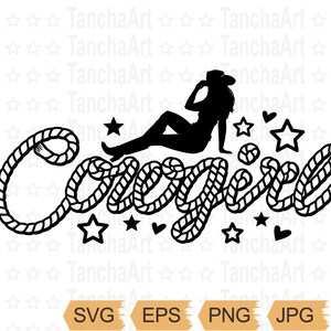 Cowgirl SVG Cowgirl Silhouette Seil Cowgirl SVG Cowboyhut SVG - Western Rodeo Clipart für Cricut, Sublimation T-shirts Design Digitale Dateien