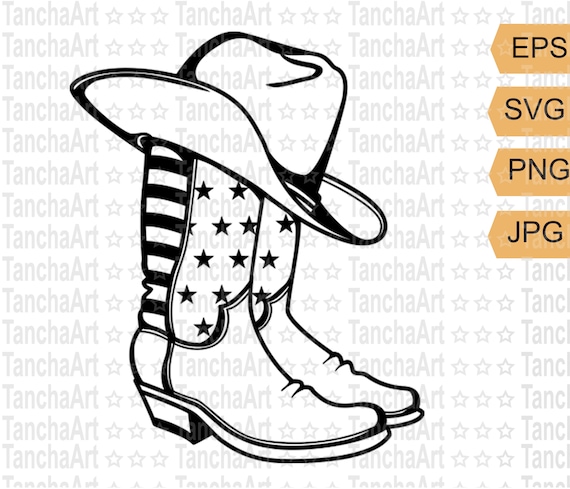 Cowboy Boots Svg Cowboy Hat Cut File Print Art Vector USA | Etsy