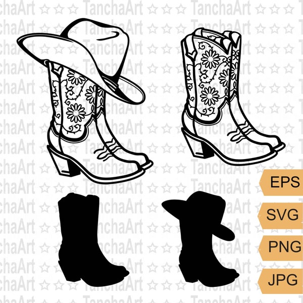 Cowboy boots SVG Cowgirl boots SVG PNG Cowgirl svg Western svg Cut file Country svg Wild West svg Country Wedding Decor Cowgirl shirt Design