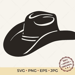 カウボーイハットSVGベクターカウボーイハットSVGカウボーイハットシルエットウエスタンハット印刷可能デジタルファイルワイルドウェストハットCricut用インスタントダウンロード