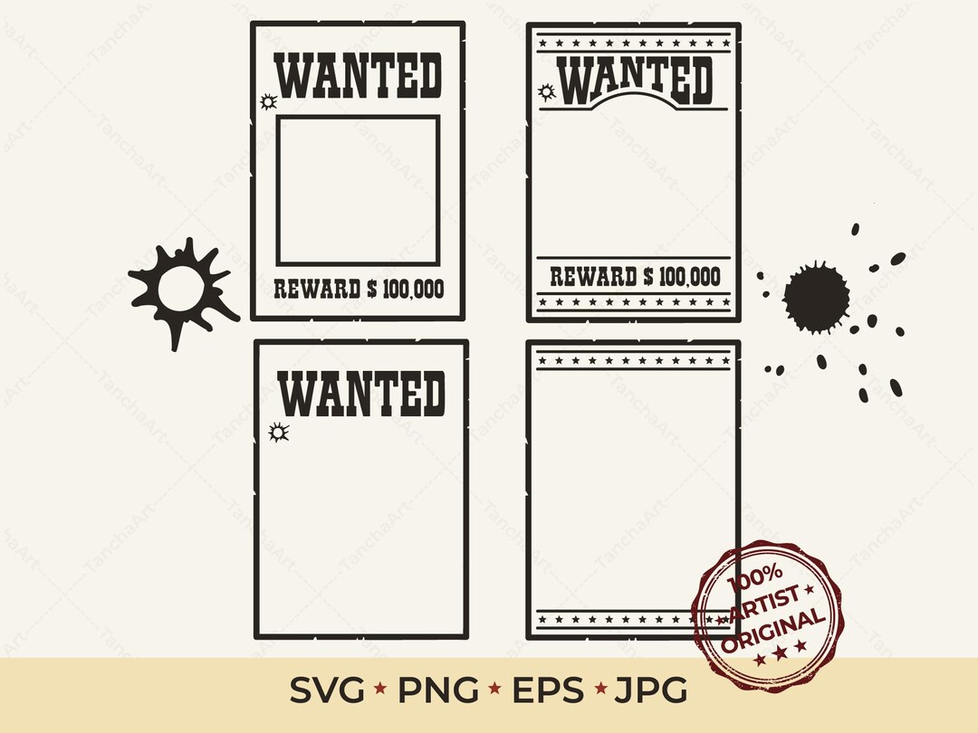 Wanted Signcut Wanted Poster SVG Wanted Frame for Portrait Bundle Wanted Poster ...