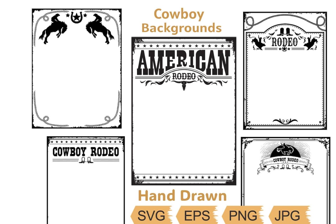 Frame Outline Rodeo Rodeo SVG Bundle, American Cowboy Frame, Rodeo Border PNG Bronco Riding ...