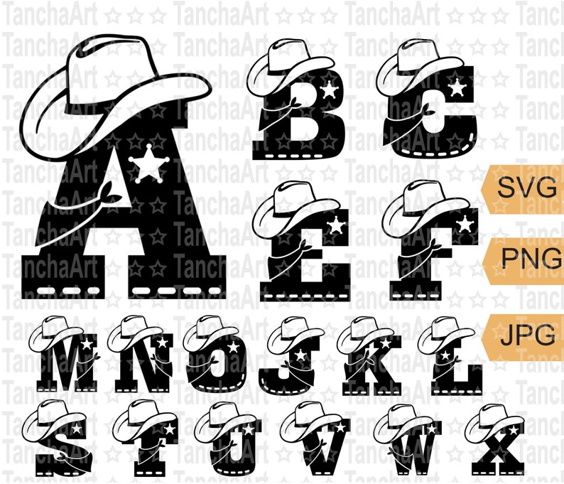 Cowboy Alphabet Letters SVG Cowboy Alphabet Cutting File Etsy Hong Kong