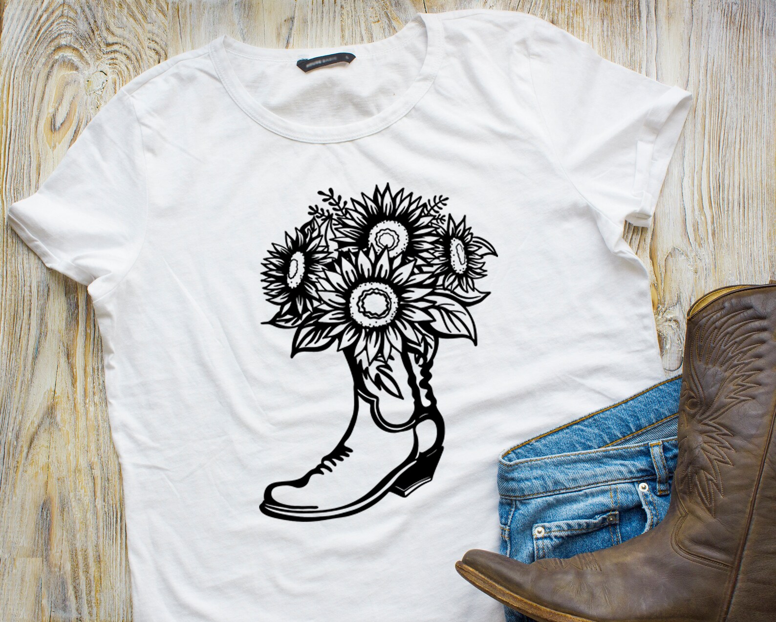 Cowboy boot flowers SVG Cowgirl boot floral Howdy cowboy | Etsy