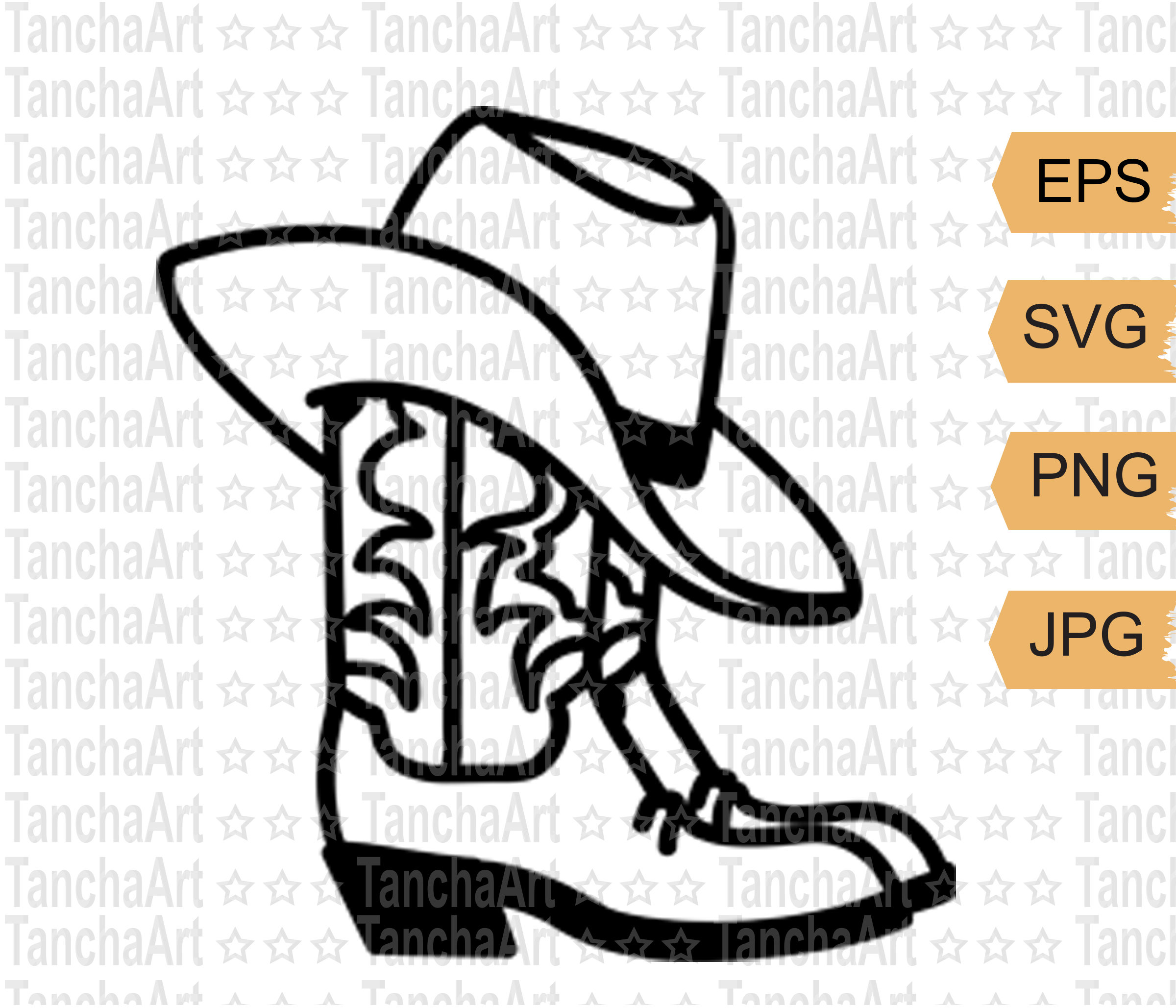 Cowboy Boot Hat SVG PNG DXF, Cricut, Clipart, Vector, Download ...