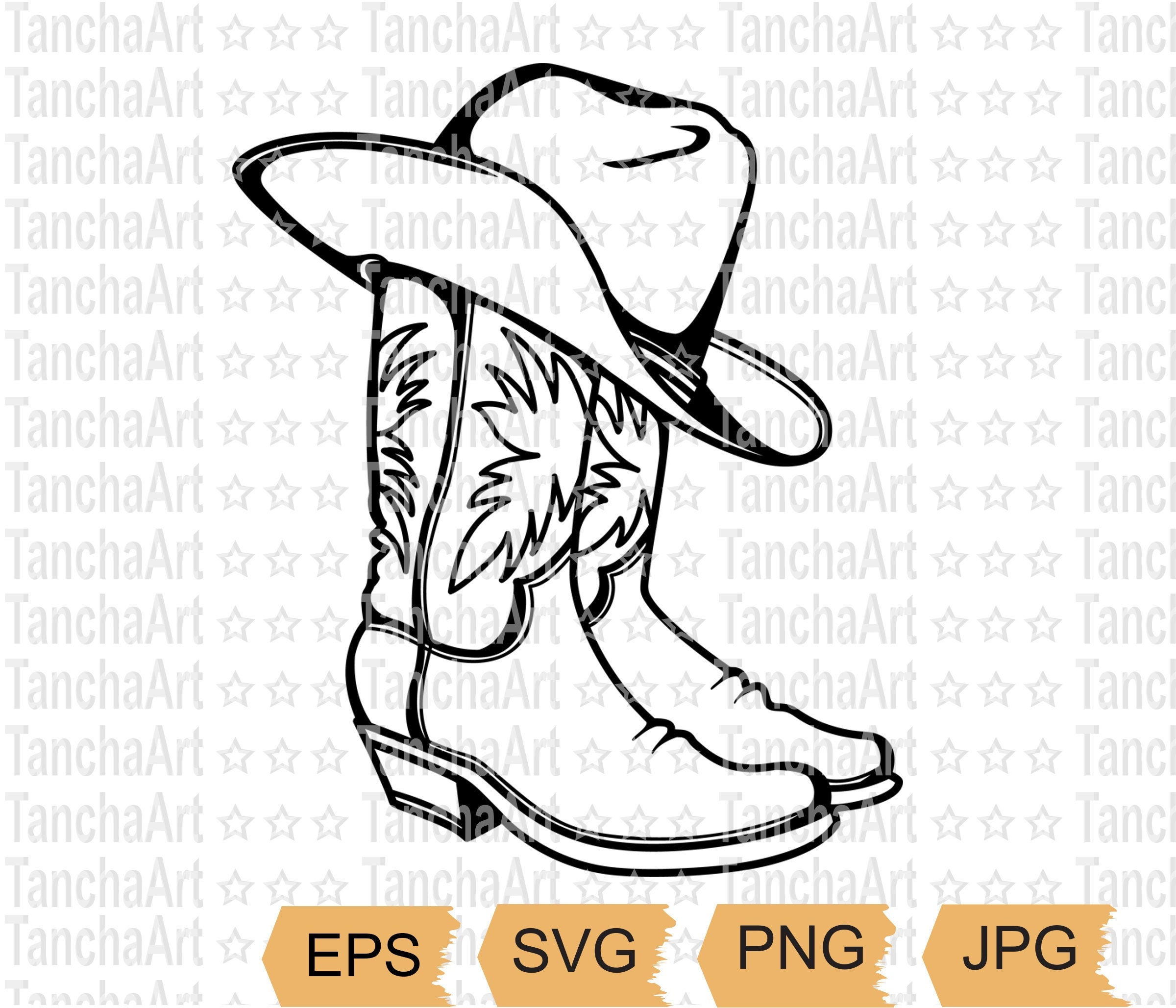 cowboy boots and hat coloring page