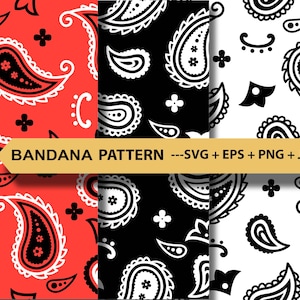 Bandana sans couture motif SVG PNG Bandana Texture fond fichier coupé Silhouette Bandana Paisley fichier numérique Téléchargement instantané décoration western