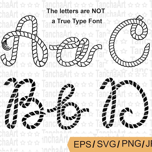 Rope Alphabet Letters SVG, Cowboy alphabet Cutting files Cricut Silhouette Download vector, Rope letters eps Rope Letters Alphabet PNG