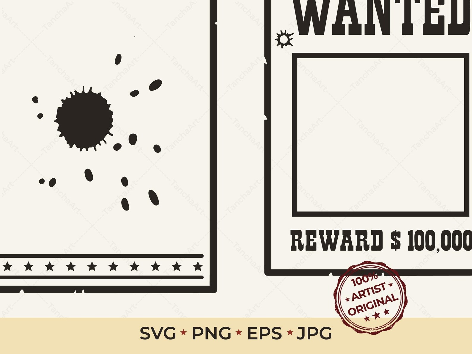 Wanted Signcut Wanted Poster SVG Wanted Frame for Portrait Bundle Wanted Poster ...