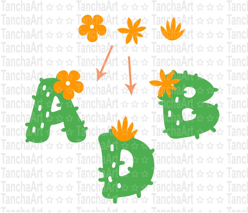 Cactus Letters Svg Cut File Cactus Alphabet Printable Cactus Etsy