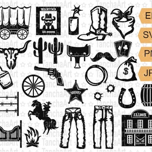 Cowboy SVG Bundle Cowboy Clip Art Printable Vector Cowboy Silhouette Cut file for Cricut Rodeo SVG Western svg Cowboy boot Wild West Set